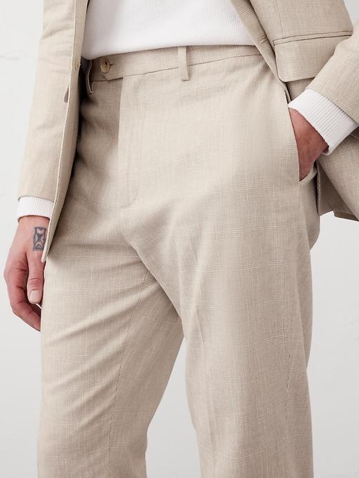Tailored-Fit Linen-Blend Stone Glen Plaid Suit Trouser Product Image