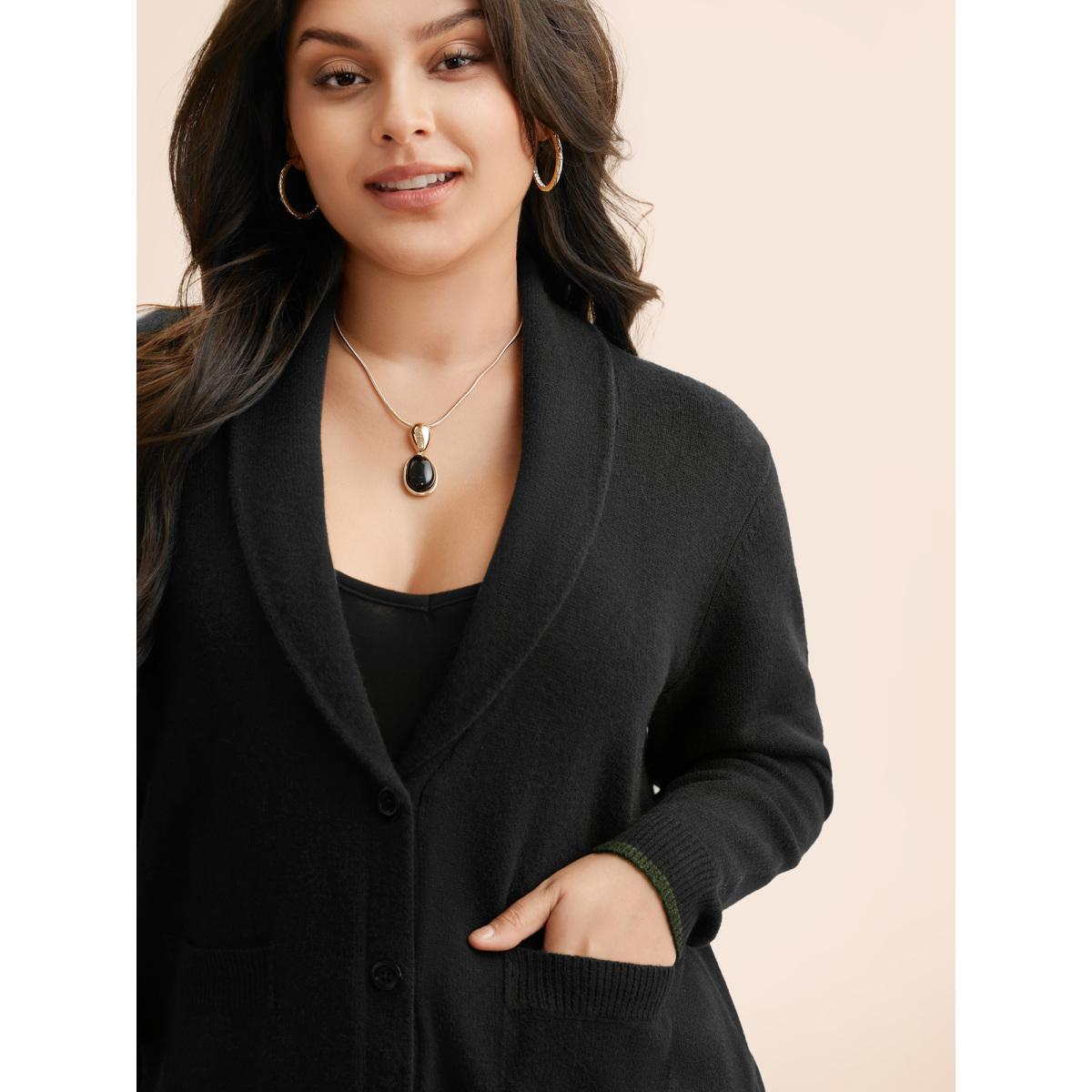 Plus Size Supersoft Essentials Solid Shawl Collar Cardigan Black Women Timeless Loose Long Sleeve Elegant Cardigans BloomChic 14-16/1X Product Image
