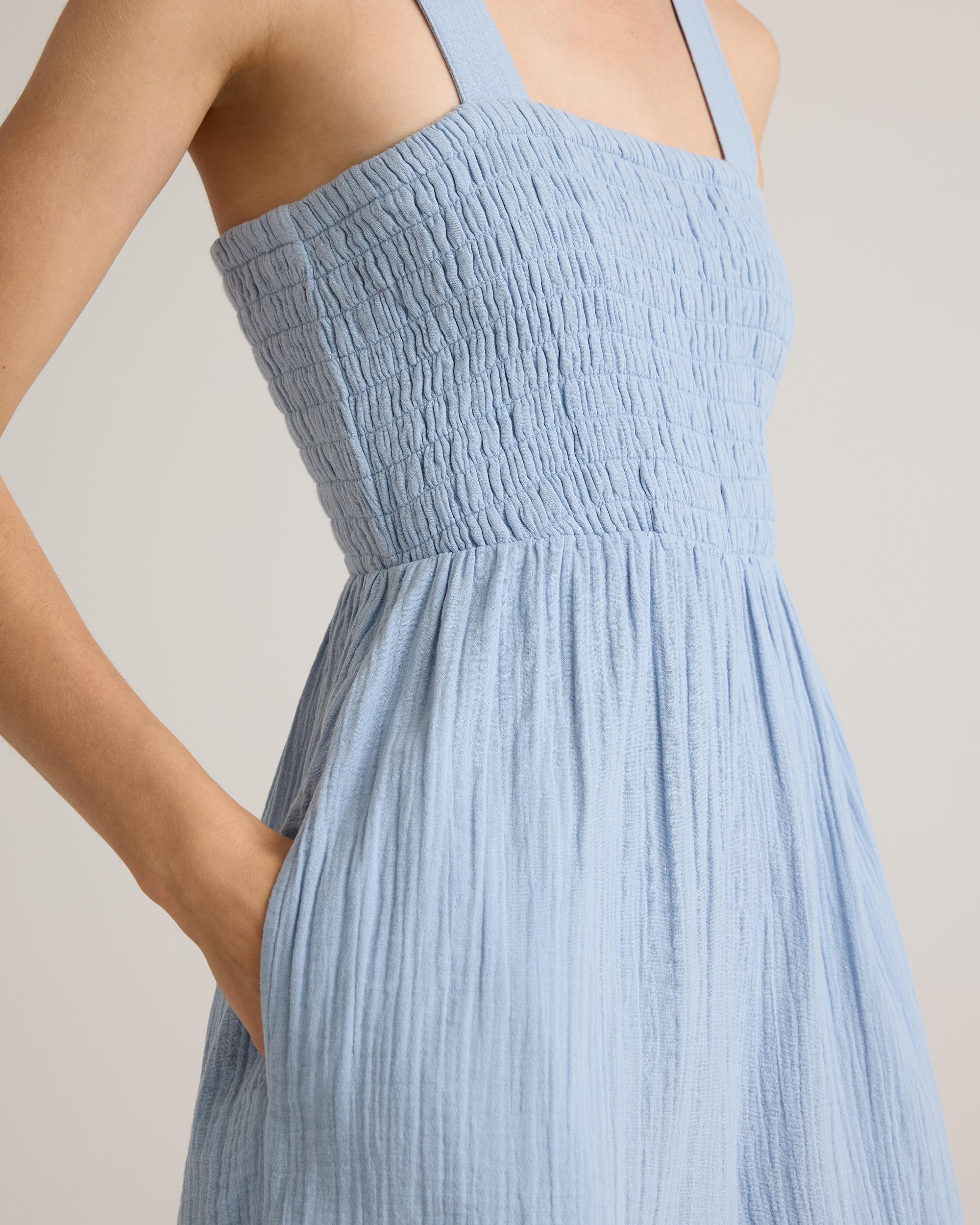 Quince | Women's Gauze Smocked Wide Leg Jumpsuit Size XS, Organic Cotton Product Image