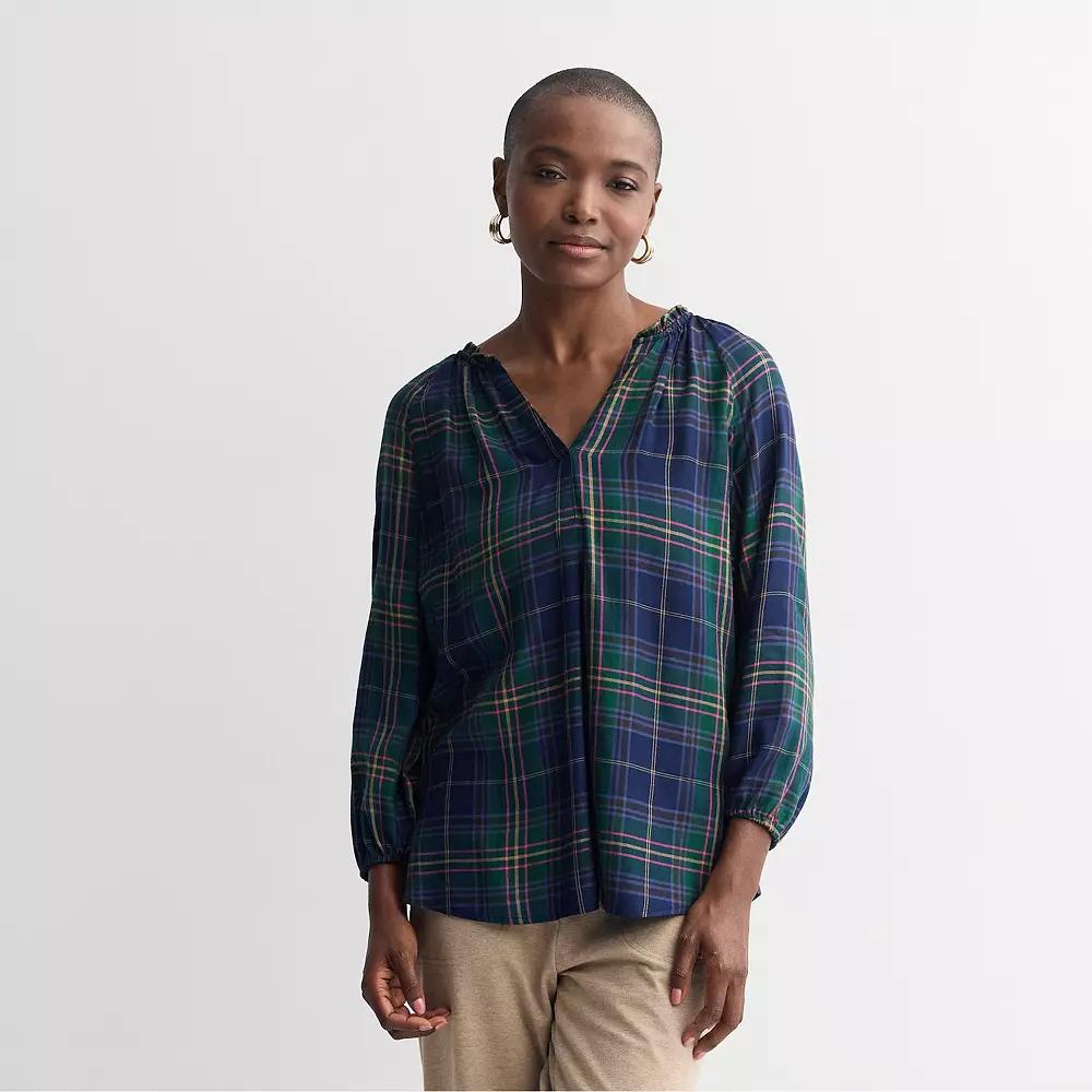 Women's Croft & Barrow® Split Neck Drapey Blouse,  Product Image