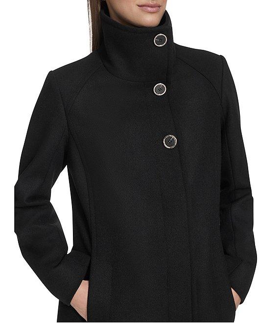 Kenneth Cole New York Wool Blend Stand Collar Back Belt Walker Coat Product Image