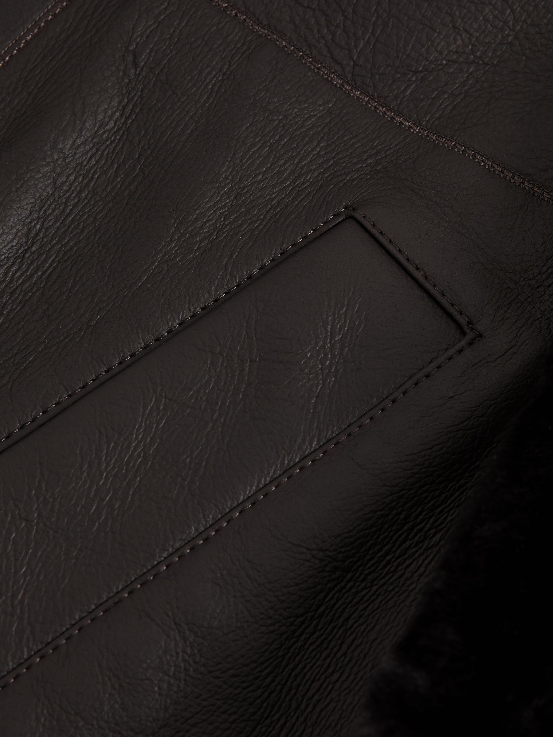Reversible Leather Shearling Jacket in Chocolate Product Image