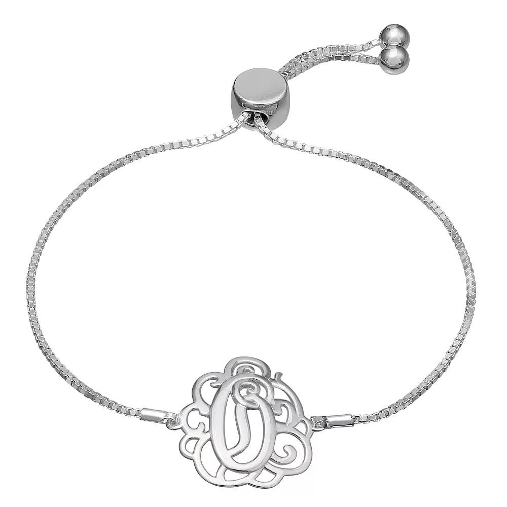 PRIMROSE Sterling Silver Monogram Initial Adjustable Bracelet, Women's, Sterling F Product Image