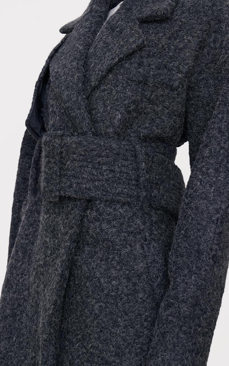 Dark Grey Wool Look Belted Maxi Coat Product Image