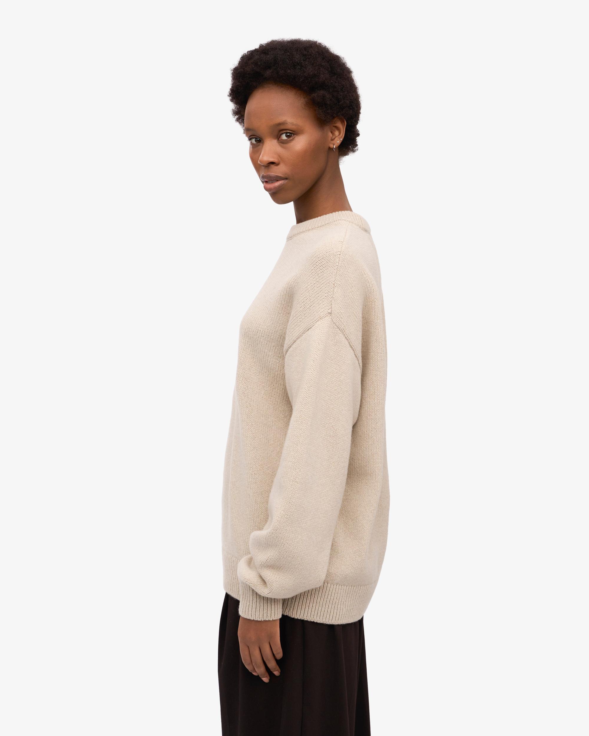 Oversized Merino Wool Crew - Ivory White Product Image