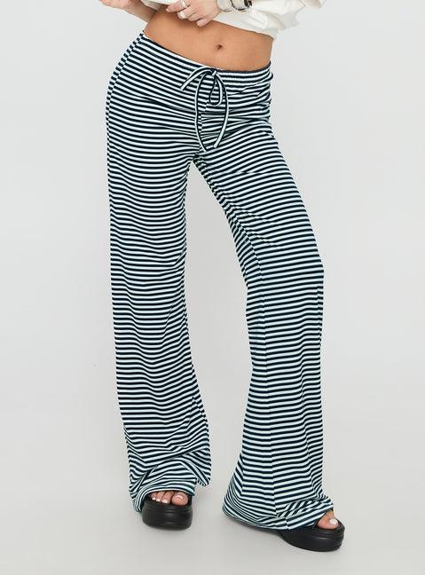 Alfreda Jersey Pants Navy Stripe Product Image