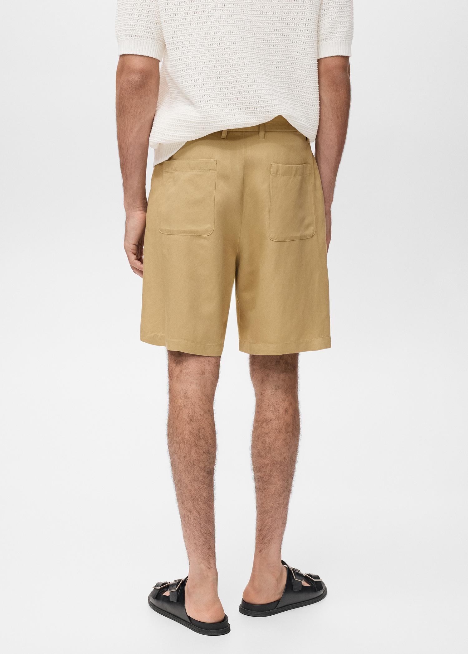 Linen-blend shorts with an elastic waistband - Men | MANGO USA Product Image