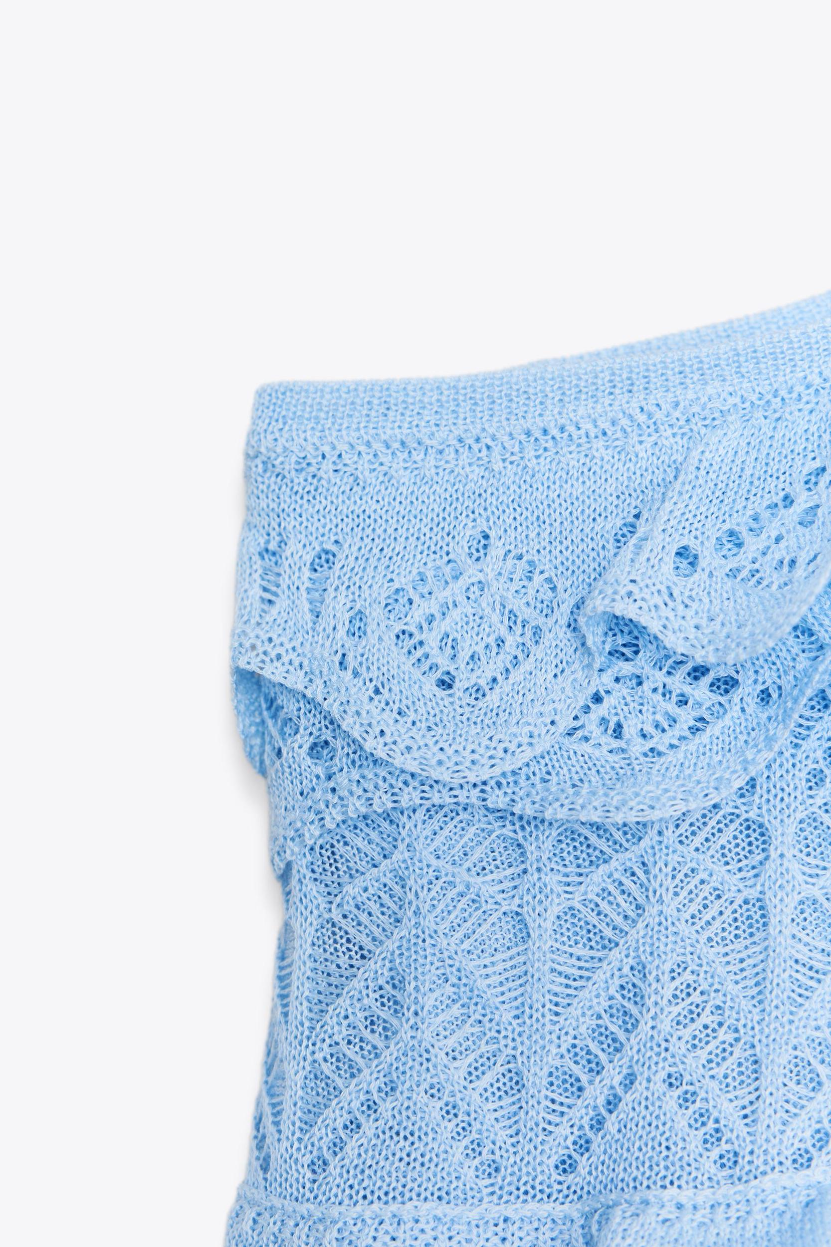 RUFFLED POINTELLE KNIT DRESS Product Image