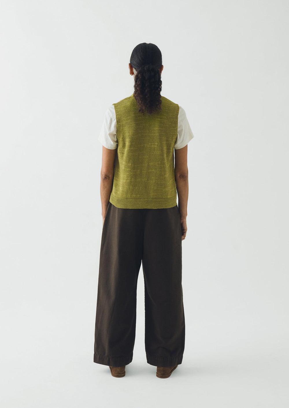 Fine Knitted Linen Cotton Tank | Lime Product Image