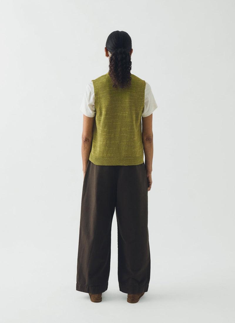 Fine Knitted Linen Cotton Tank | Lime Product Image