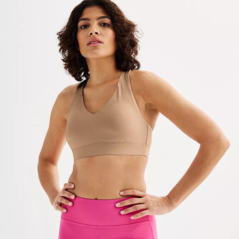 Tek Gear® Ultrastretch Medium-Impact V-Neck Sports Bra, Women's, Mini Latte Product Image