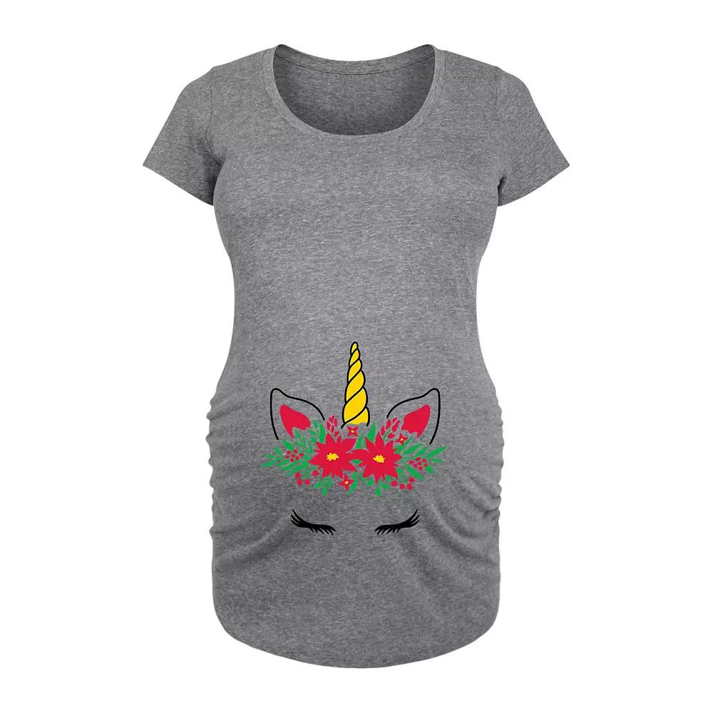 Maternity Unicorn Christmas Graphic Tee, Women's,  Product Image