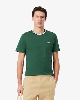 Men's Regular Fit Ribbed Collar Cotton T-Shirt Product Image