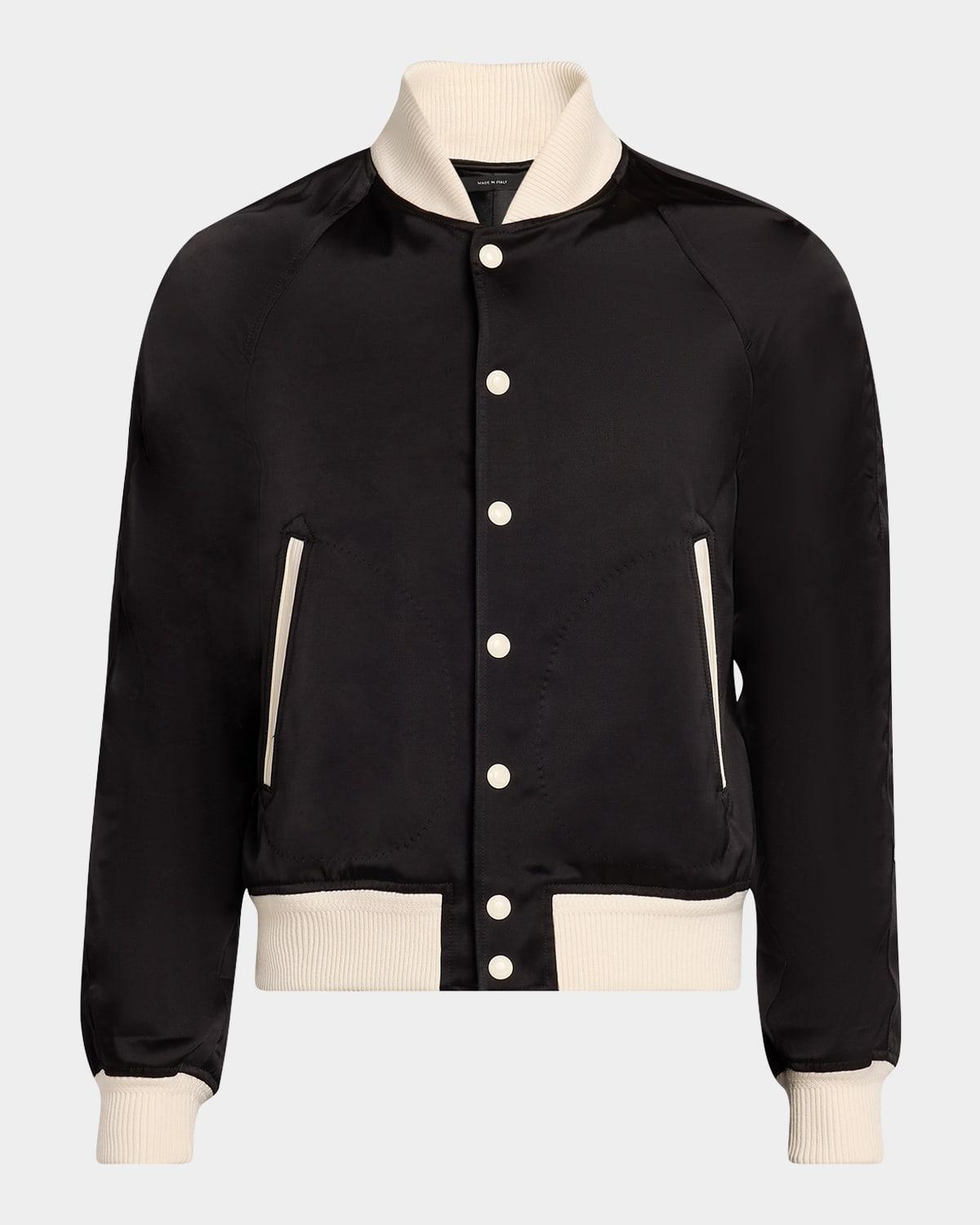 Men's Satin Snap-Front Bomber Jacket Product Image