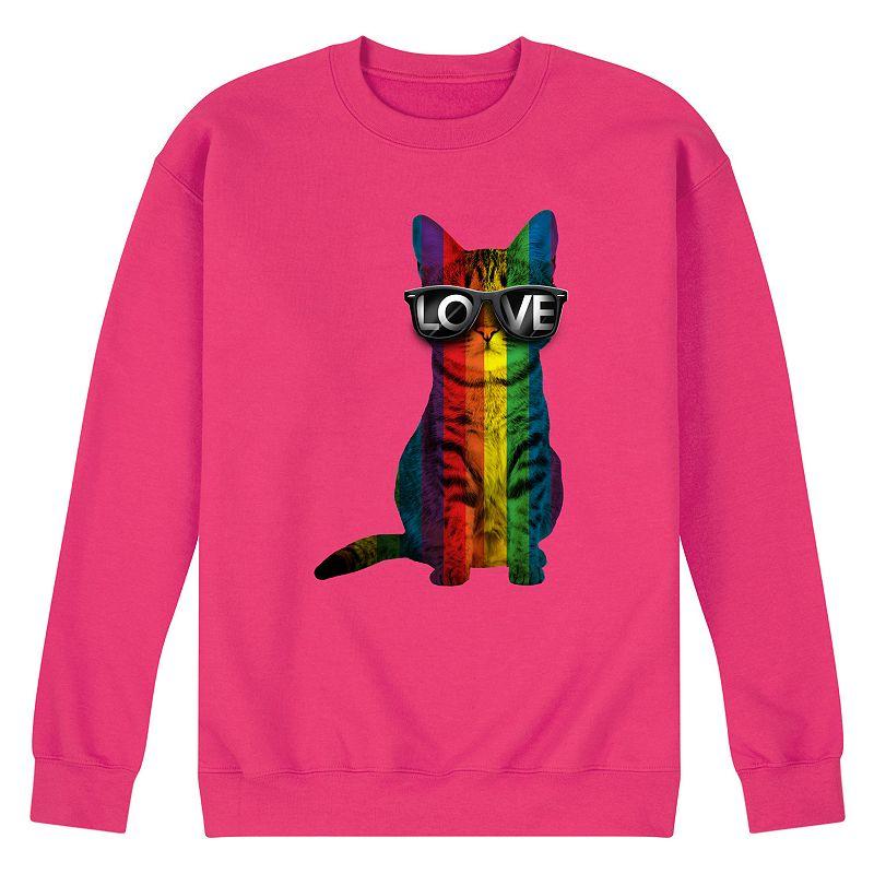 Mens Love Cat Fleece Sweatshirt Grey Gray Product Image