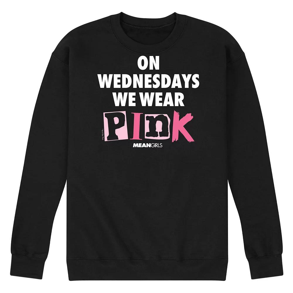 Men's Mean Girls Wednesdays We Wear Pink Fleece Sweatshirt,  Product Image