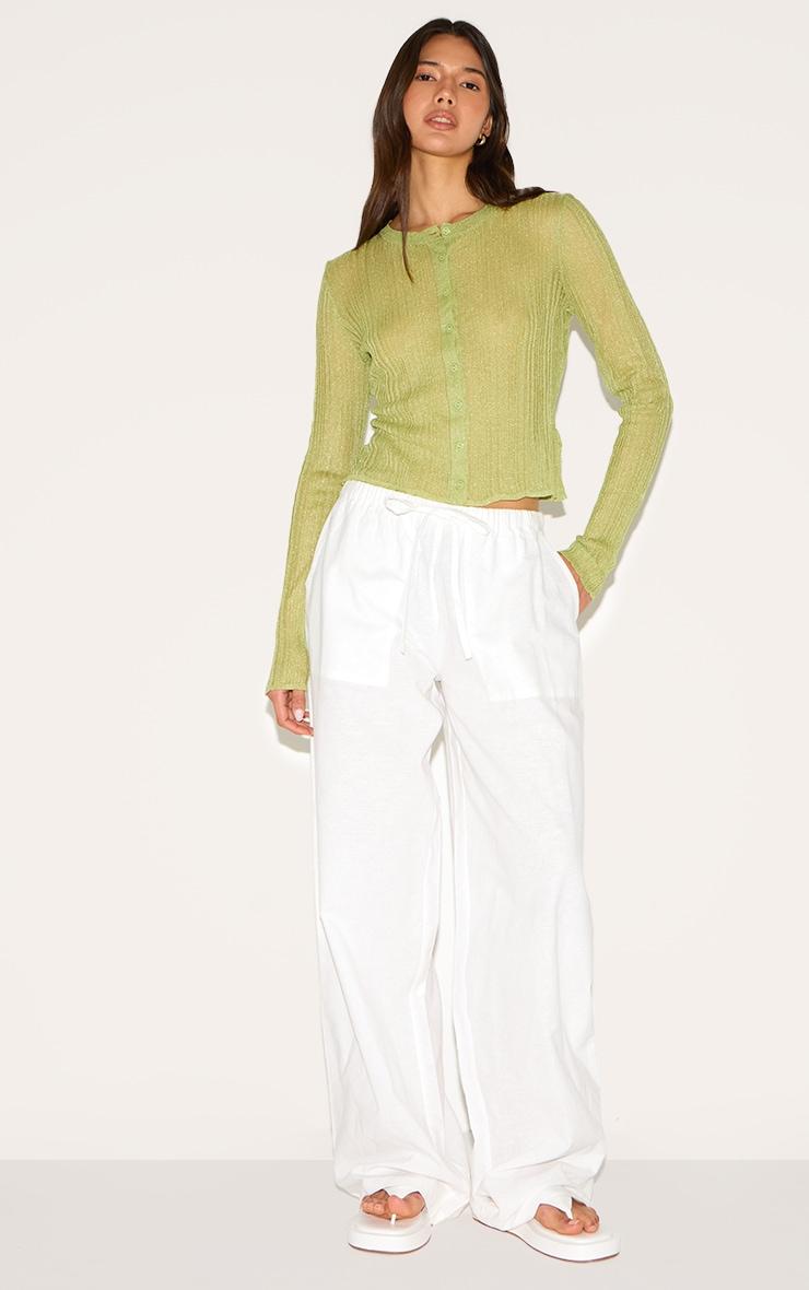 Olive Sheer Knit Cardigan Product Image