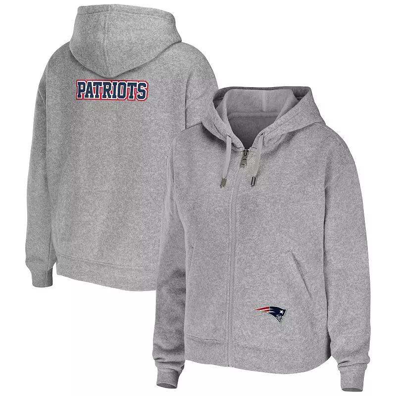 Women's WEAR by Erin Andrews Heathered Gray New England Patriots Team Full-Zip Hoodie,  Product Image