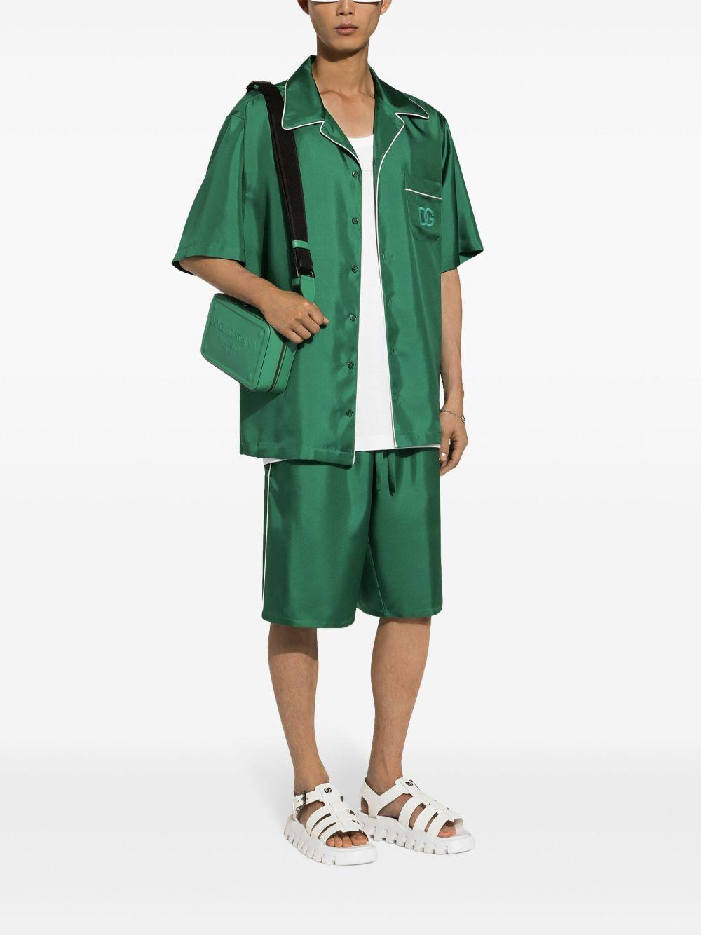 embroidered-logo silk-twill shirt Product Image