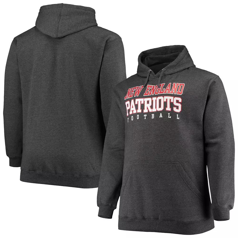 Men's Fanatics Branded Heathered Charcoal New England Patriots Big & Tall Practice Pullover Hoodie,  Product Image