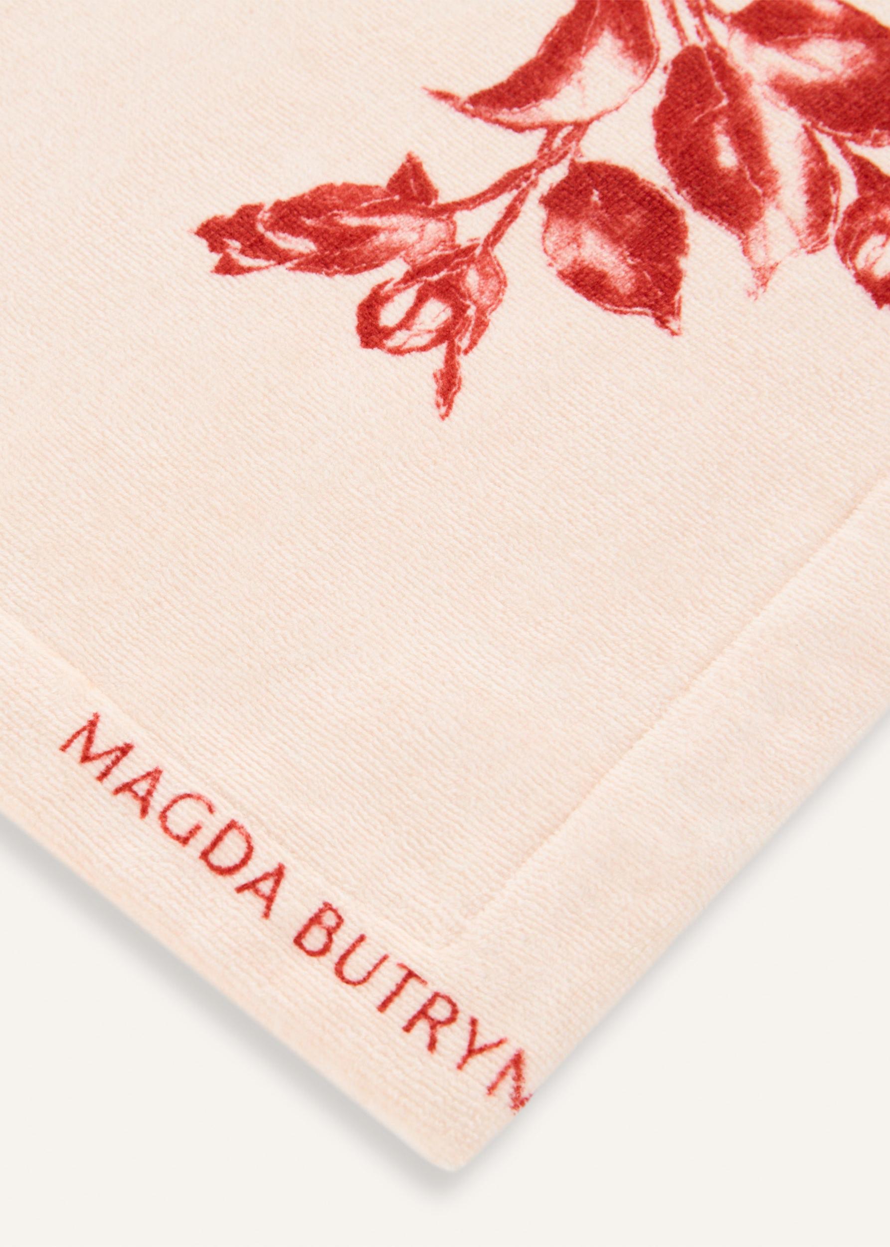 Rose-print towel in beige and red Product Image