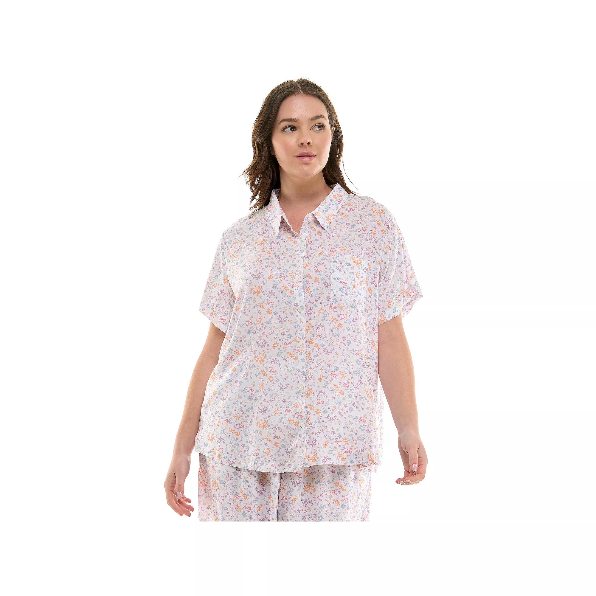 Plus Size Croft & Barrow® Woven Rayon Pajama Top, Women's, Size: 3XL, Amala Ditsy Product Image