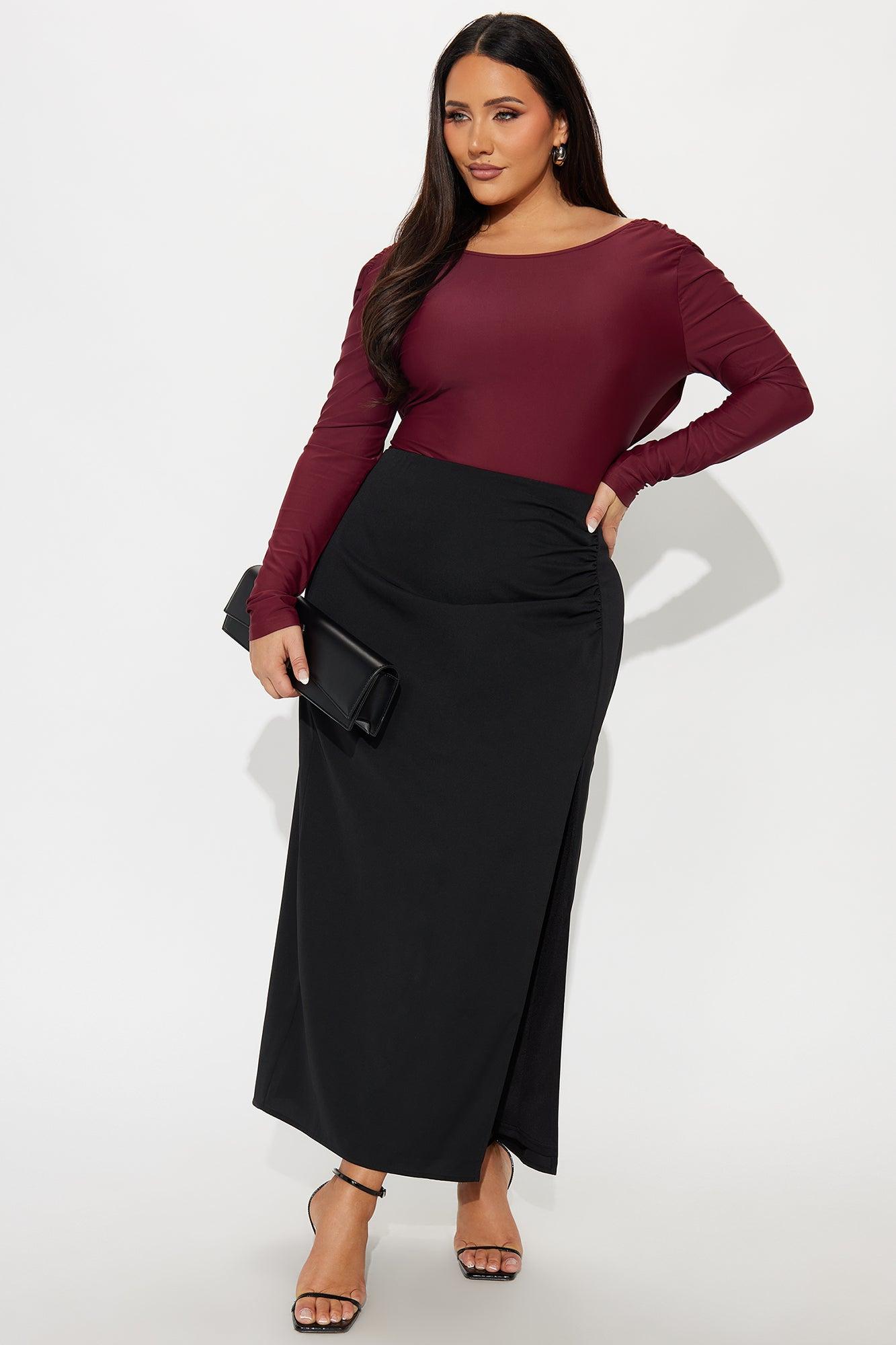 Sabrina Long Sleeve Open Bodysuit - Burgundy Female Product Image