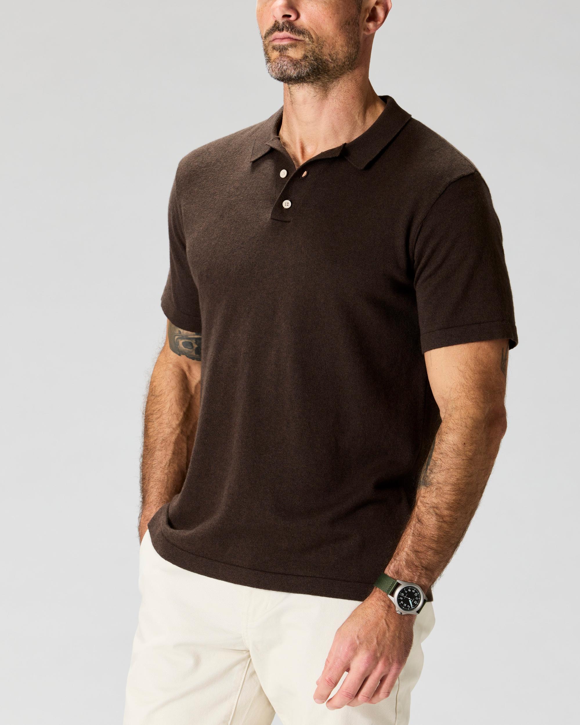 Fine Ribbed Cotton Cashmere Polo Shirt Product Image