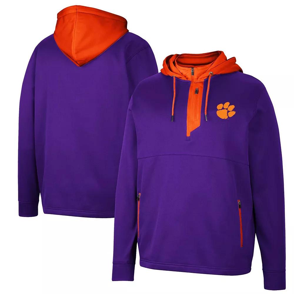 Men's Colosseum Purple Clemson Tigers Luge 3.0 Quarter-Zip Hoodie,  Product Image