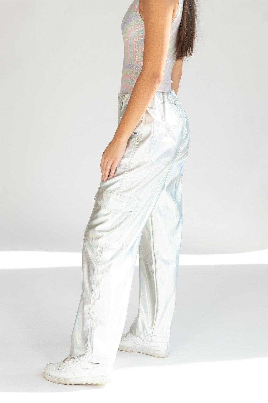 Silver Holographic Skater Jeans Product Image