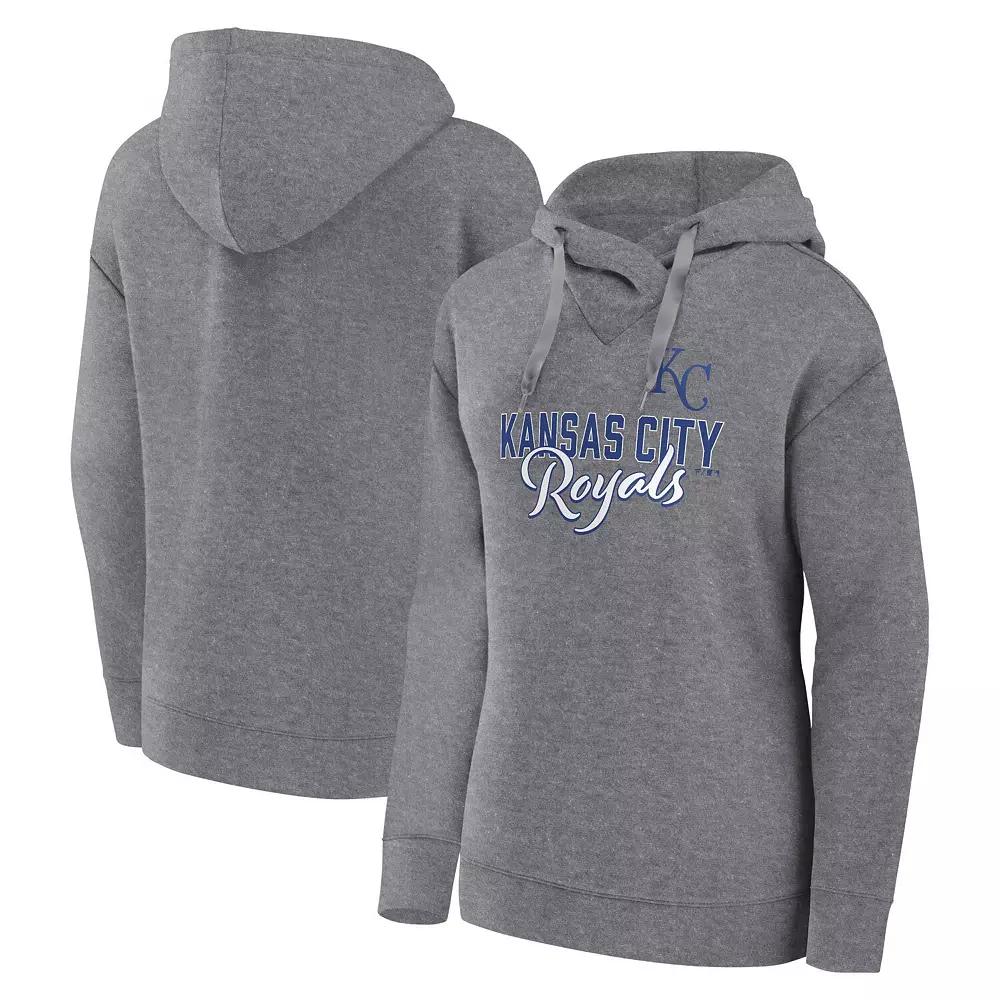 Women's Fanatics Branded Heather Gray Kansas City Royals Script Favorite Lightweight Fitted Pullover Hoodie,  Product Image