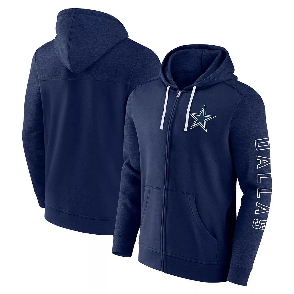 Men's Fanatics Branded Heather Navy Dallas Cowboys Offensive Lineup Hoodie Full-Zip Jacket, Size: Small, Blue Product Image