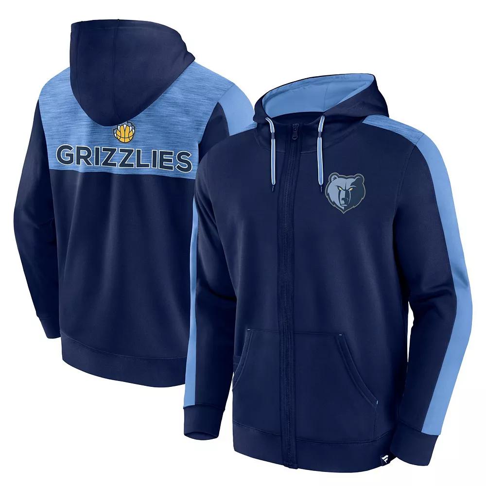 Men's Fanatics Branded Navy Memphis Grizzlies Rainbow Shot Full-Zip Hoodie,  Product Image