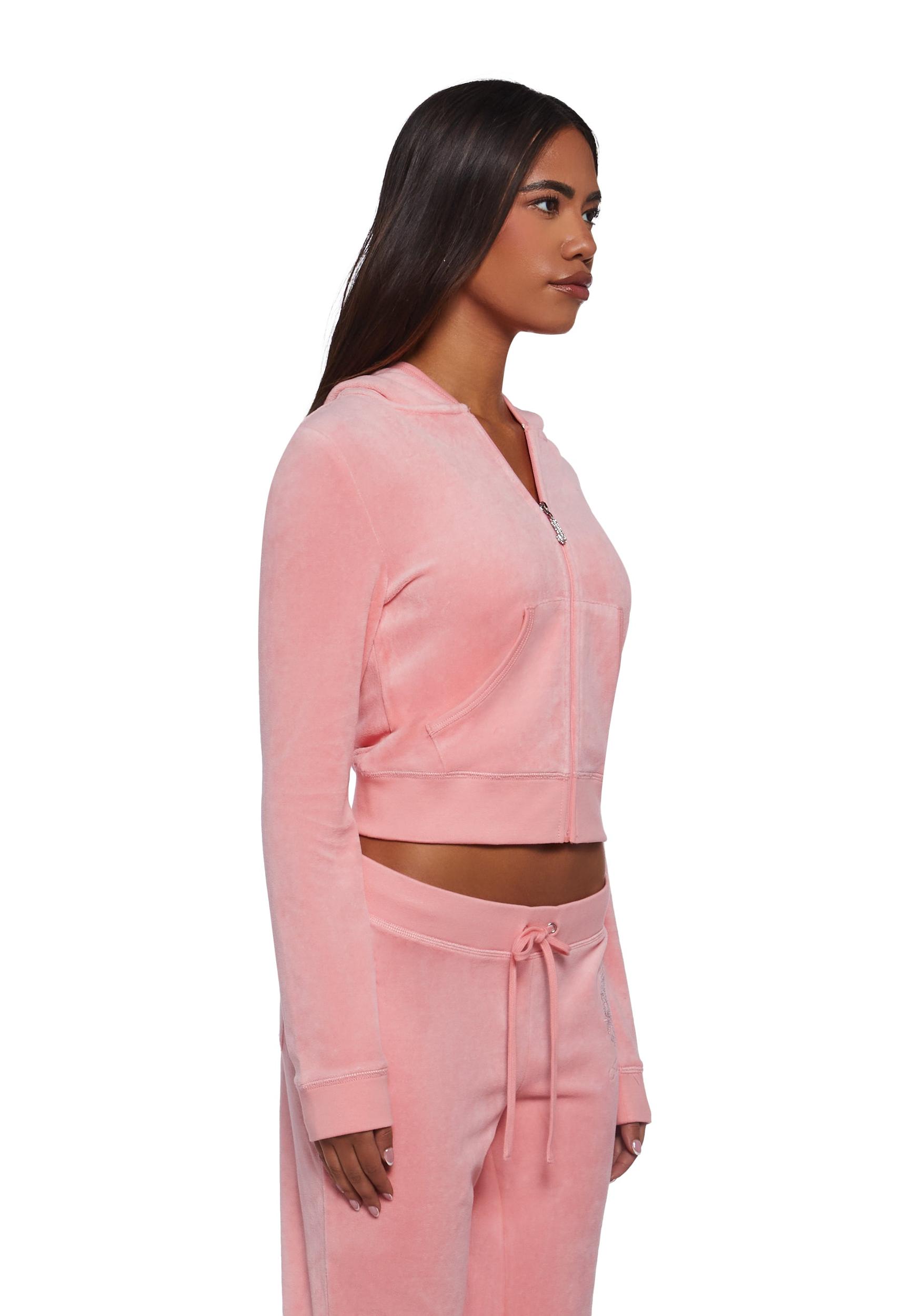 Juicy Couture Crown Heritage Cotton Velour Hoodie - Pink Product Image