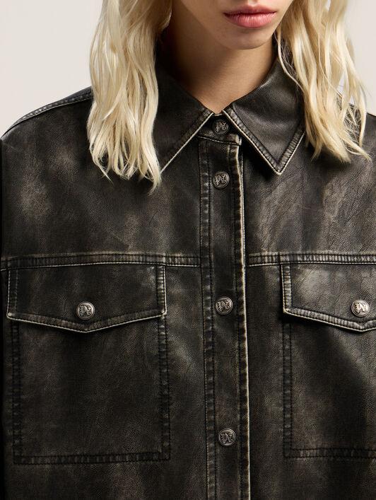 Curved Logo Coated Overshirt Product Image