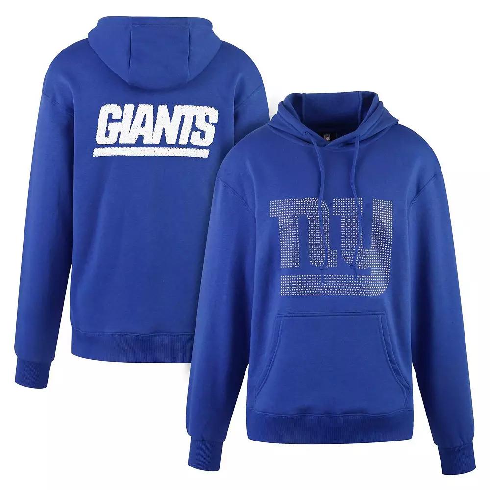 Women's Cuce Royal New York Giants Rhinestone Logo Wordmark Pullover Hoodie, Size: XL, Blue Product Image