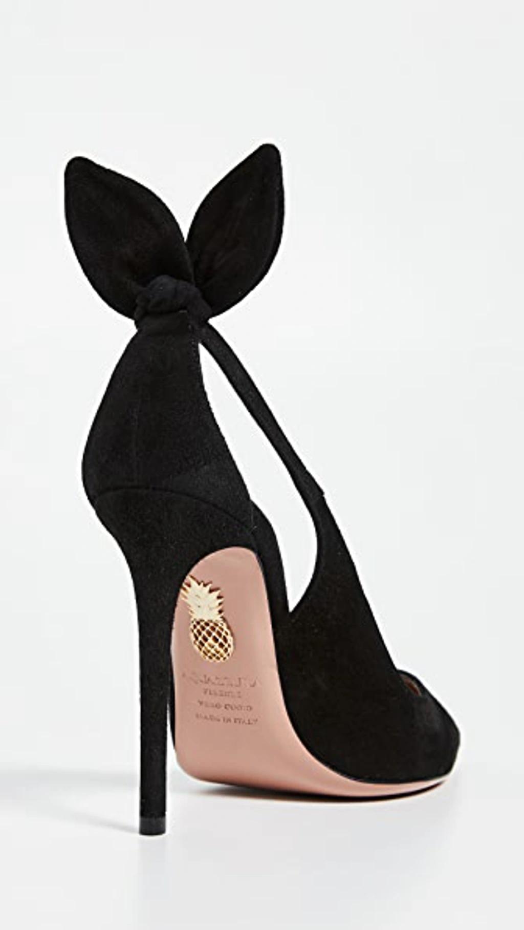 AQUAZZURA Bow Tie 85 Suede Pumps In Black Product Image