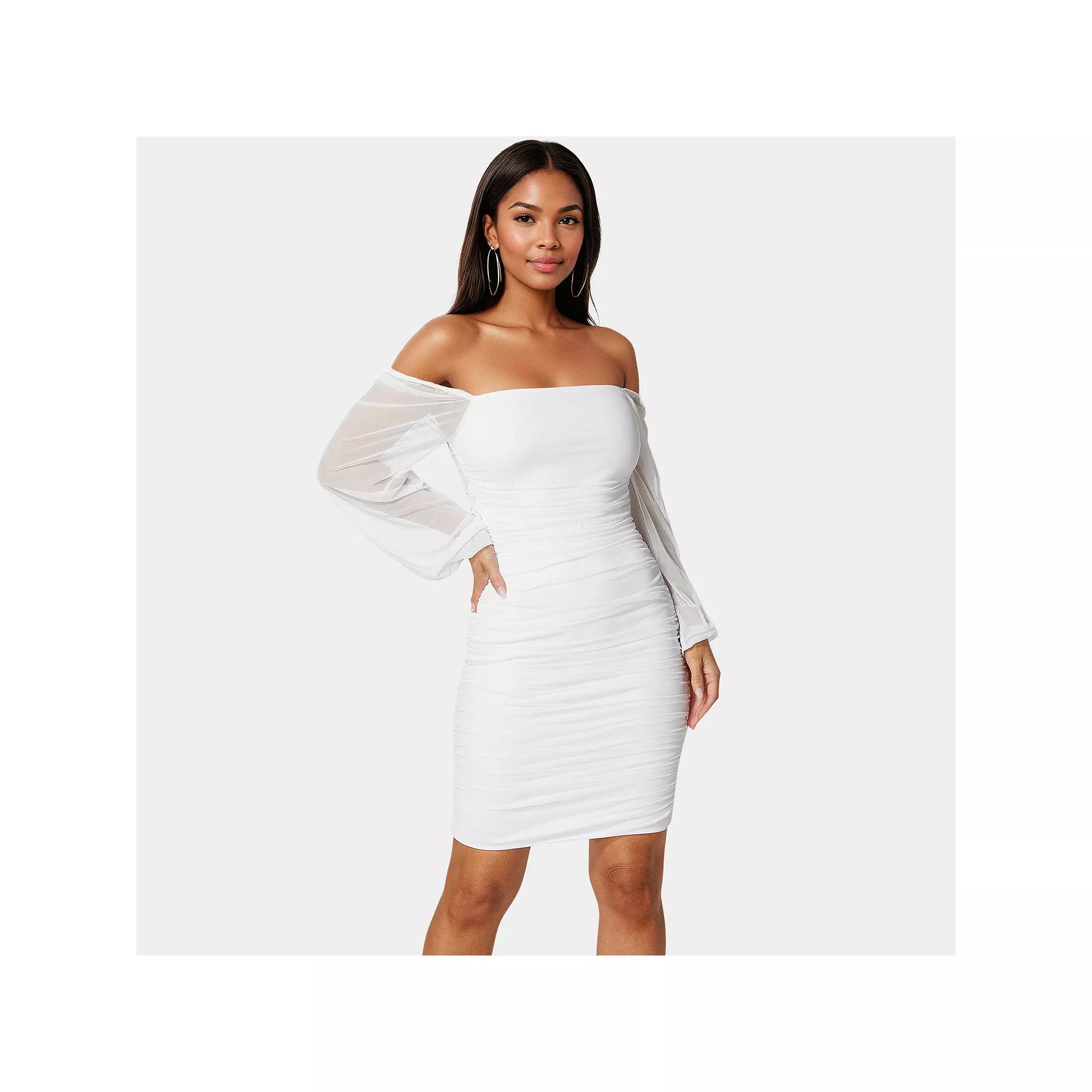 Women's bebe Blouson Sleeve Ruched Dress,  Product Image