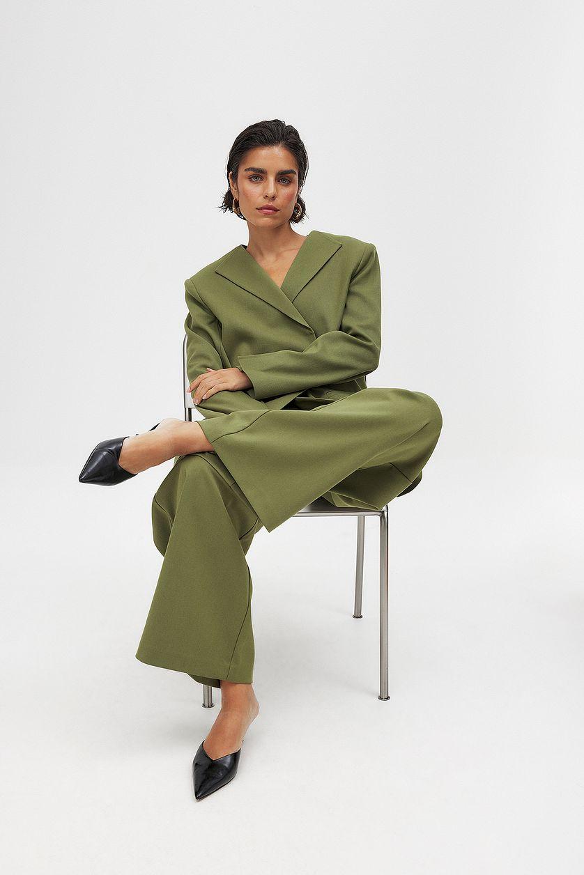 Mid Waist Wide Leg Suit Pants Product Image