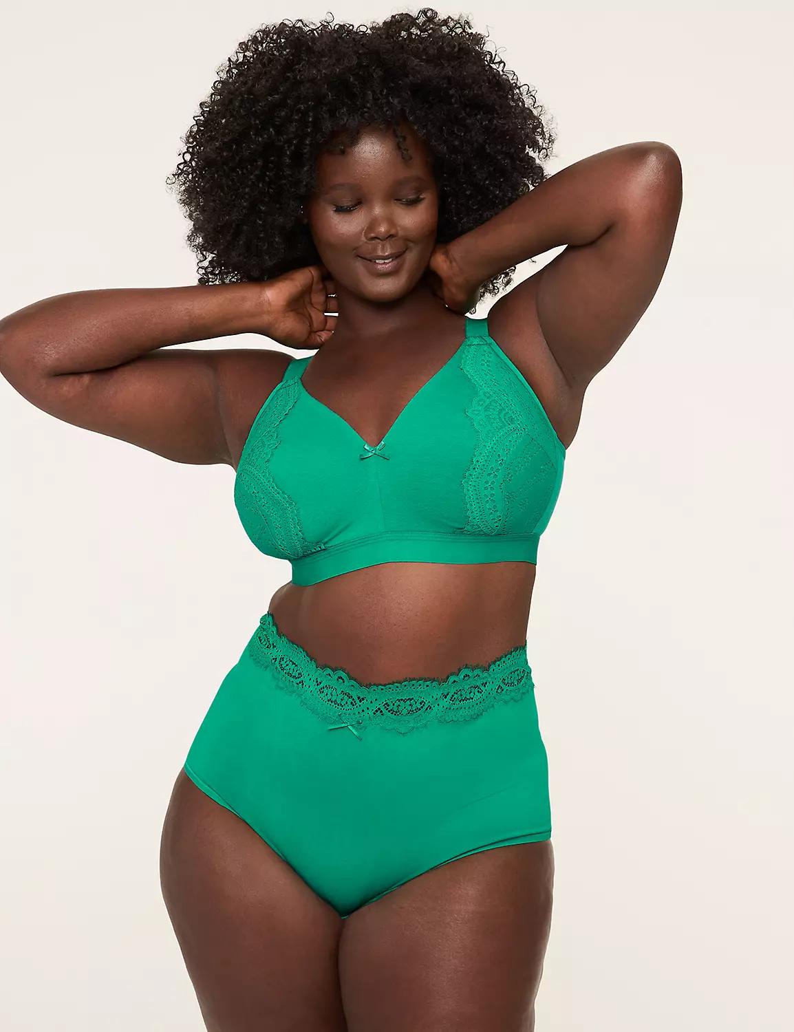 Cotton Lightly Lined No-Wire Bra With Lace Product Image