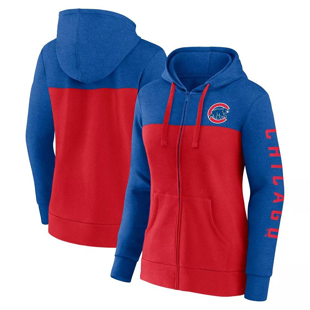 Women's Fanatics Branded Royal/Red Chicago Cubs City Ties Hoodie Full-Zip Sweatshirt, Size: XS, Blue Product Image