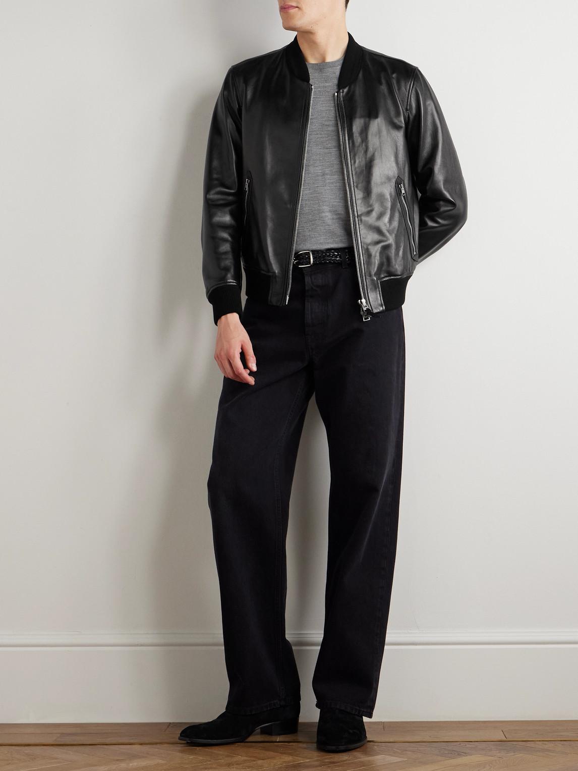 TOM FORD Black Shiny Nappa Plonge Leather Jacket In Multi Product Image