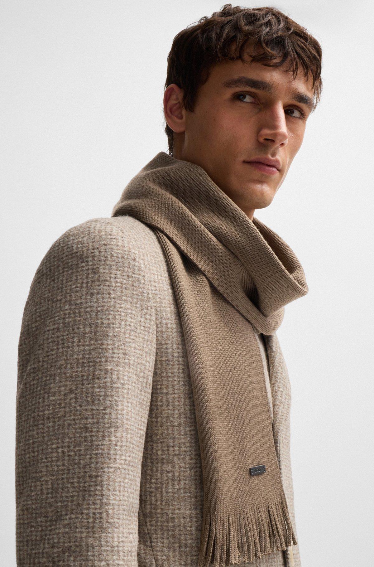 BOSS - Raschel-knit scarf in merino wool - Light Green Product Image