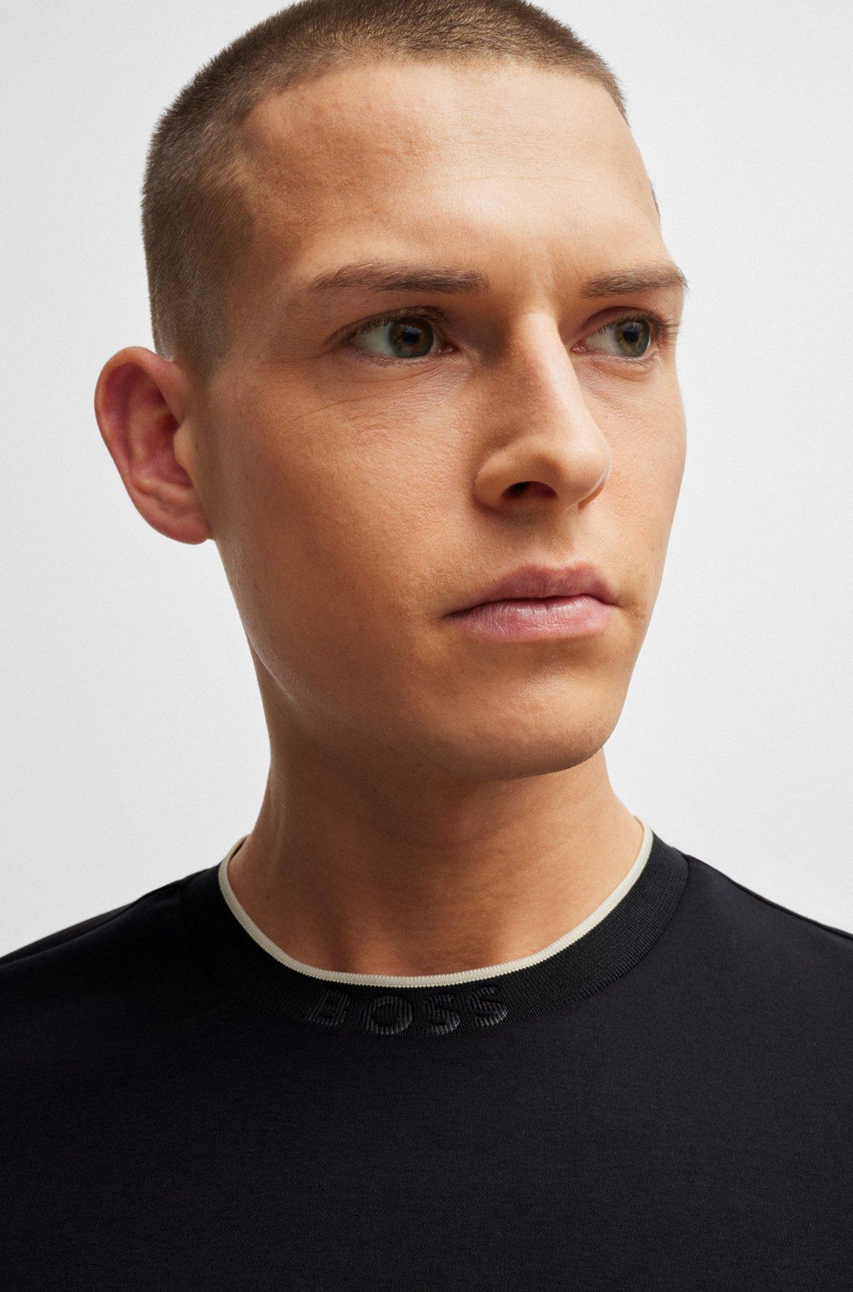 Interlock-cotton relaxed-fit T-shirt with logo collar Product Image