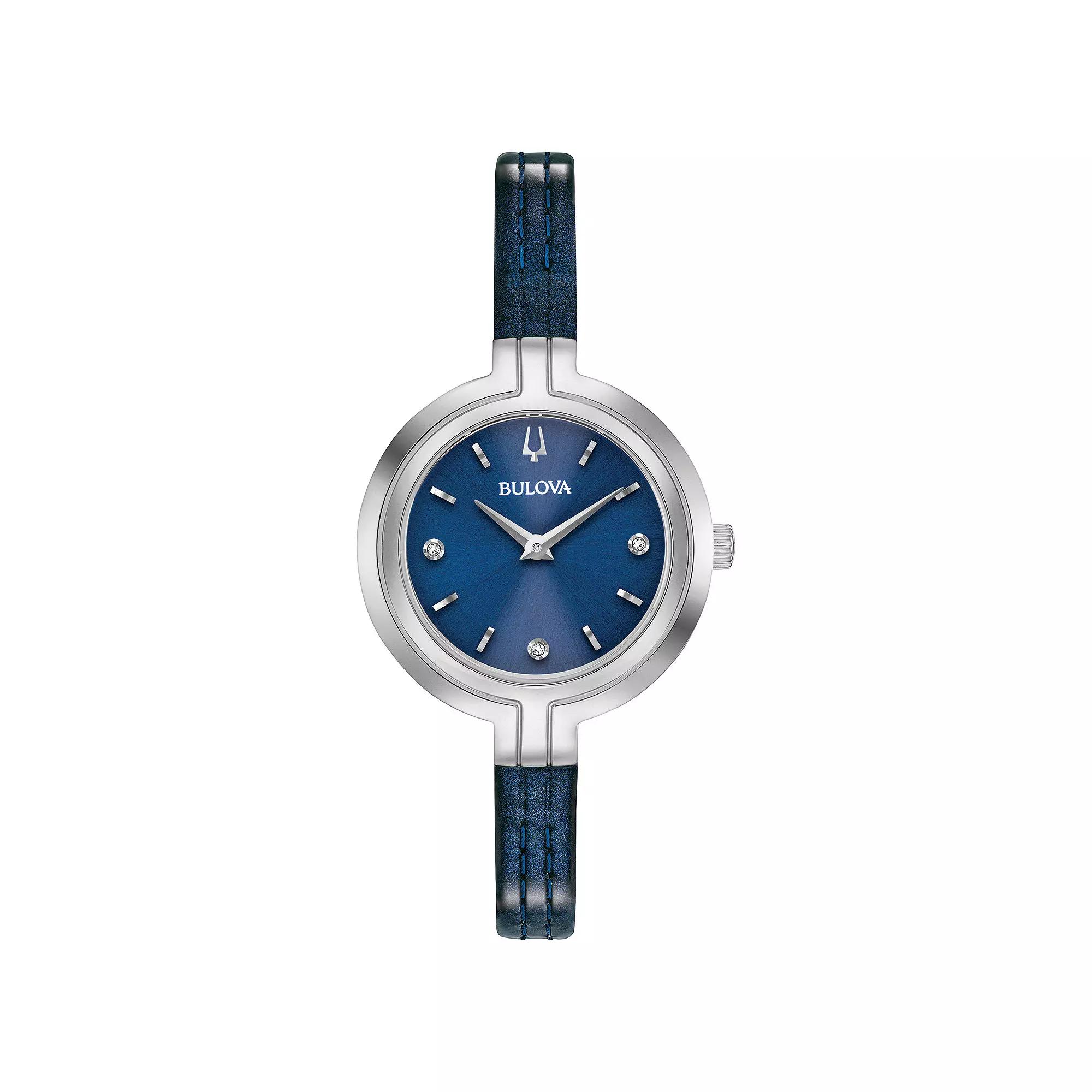 Bulova Womens Rhapsody Diamond Accent Leather Watch - 96P212 Blue Product Image