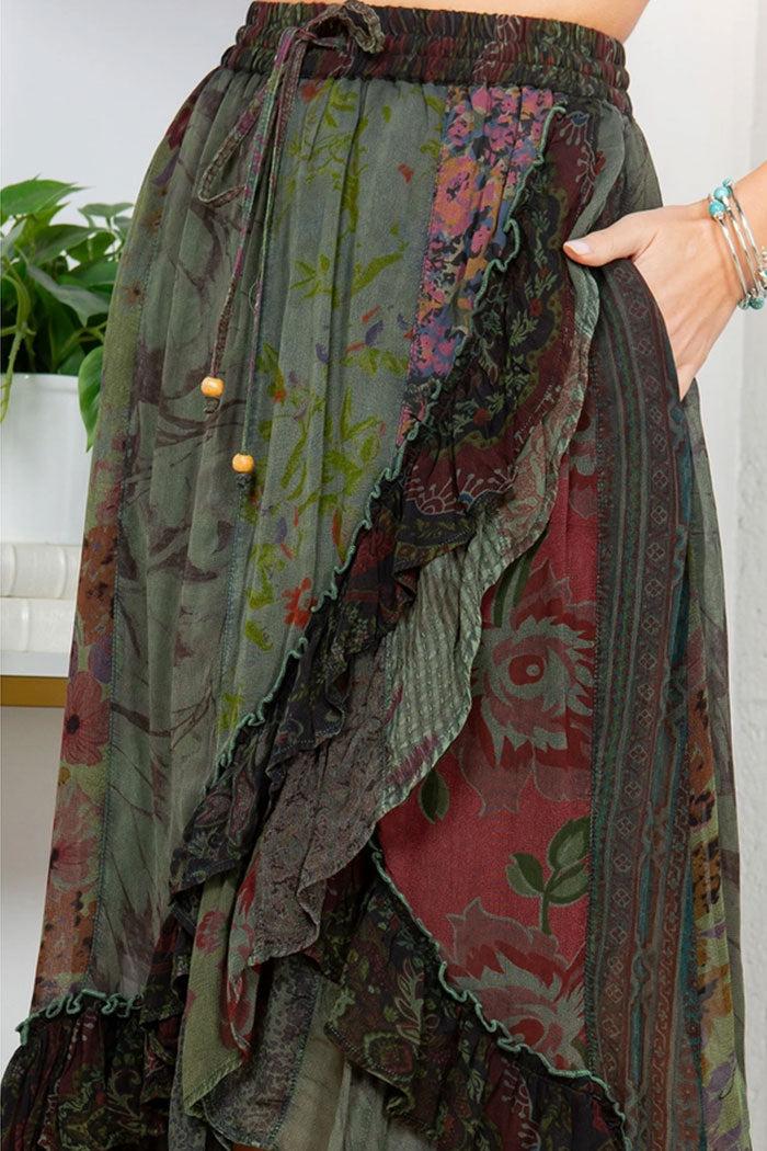 Patchwork Wrap Skirt With Frill Product Image