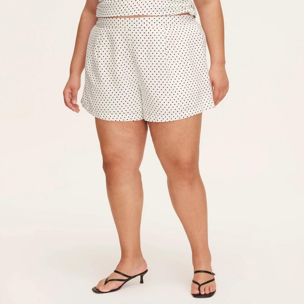 Womens Mini Polka Dot Linen Flared High Rise Shorts - kate spade new york x Target Cream Product Image