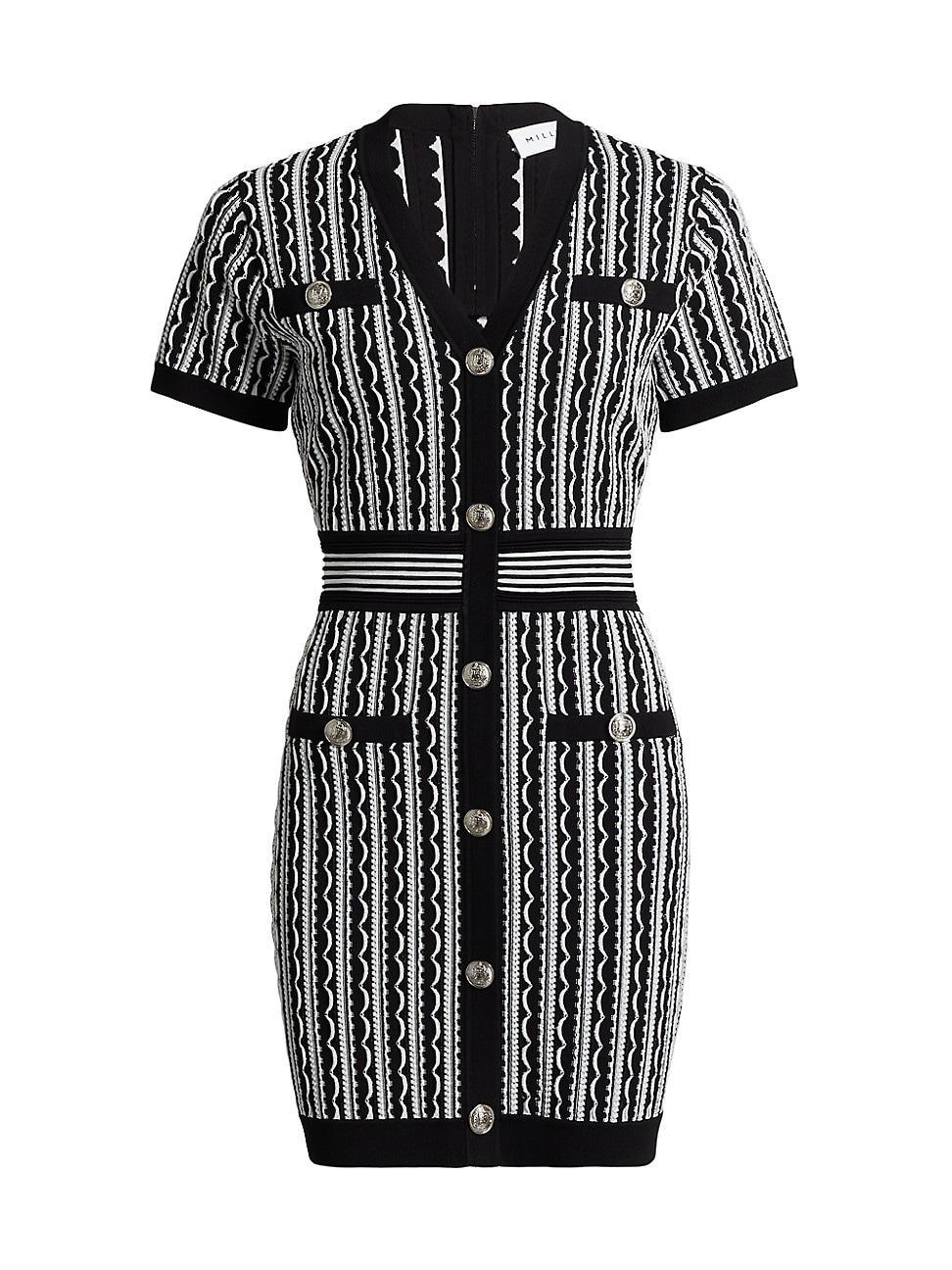 Womens Scallop Textured V-Neck Knit Minidress Product Image