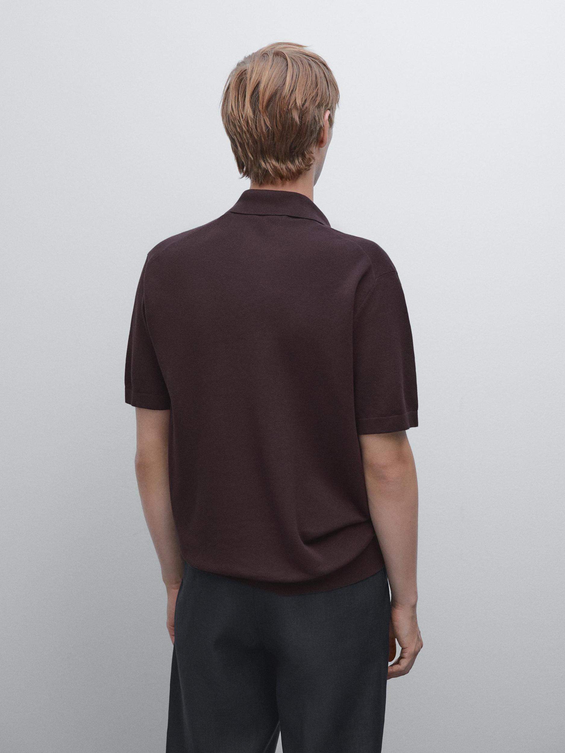 Knit V-neck polo shirt Product Image
