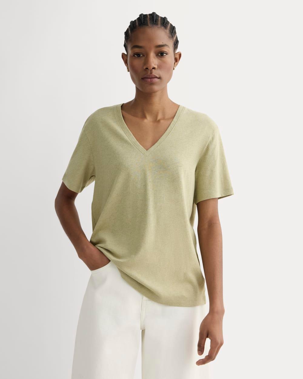 Womens Slouchy V-Neck T-Shirt in Cotton Linen by Everlane Product Image